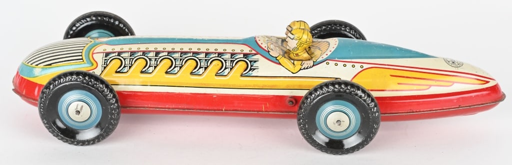 MARX LARGE TIN WINDUP DUAL DRIVER RACE CAR (1 of 7)