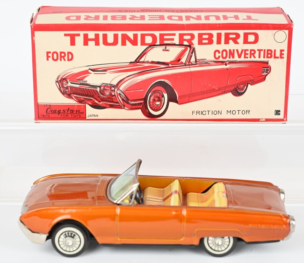 JAPAN BANDAI TIN FRICTION FORD THUNDERBIRD w/ BOX (1 of 8)