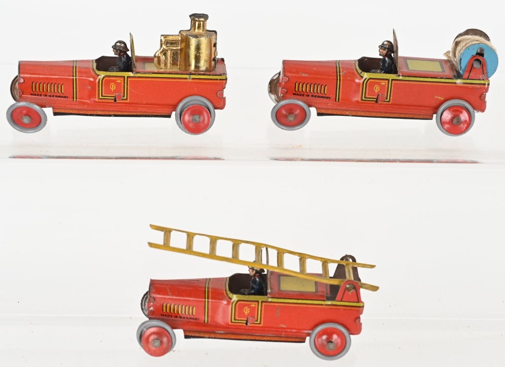 3- GERMAN TIN PENNY TOY FIRE TRUCKS (1 of 4)