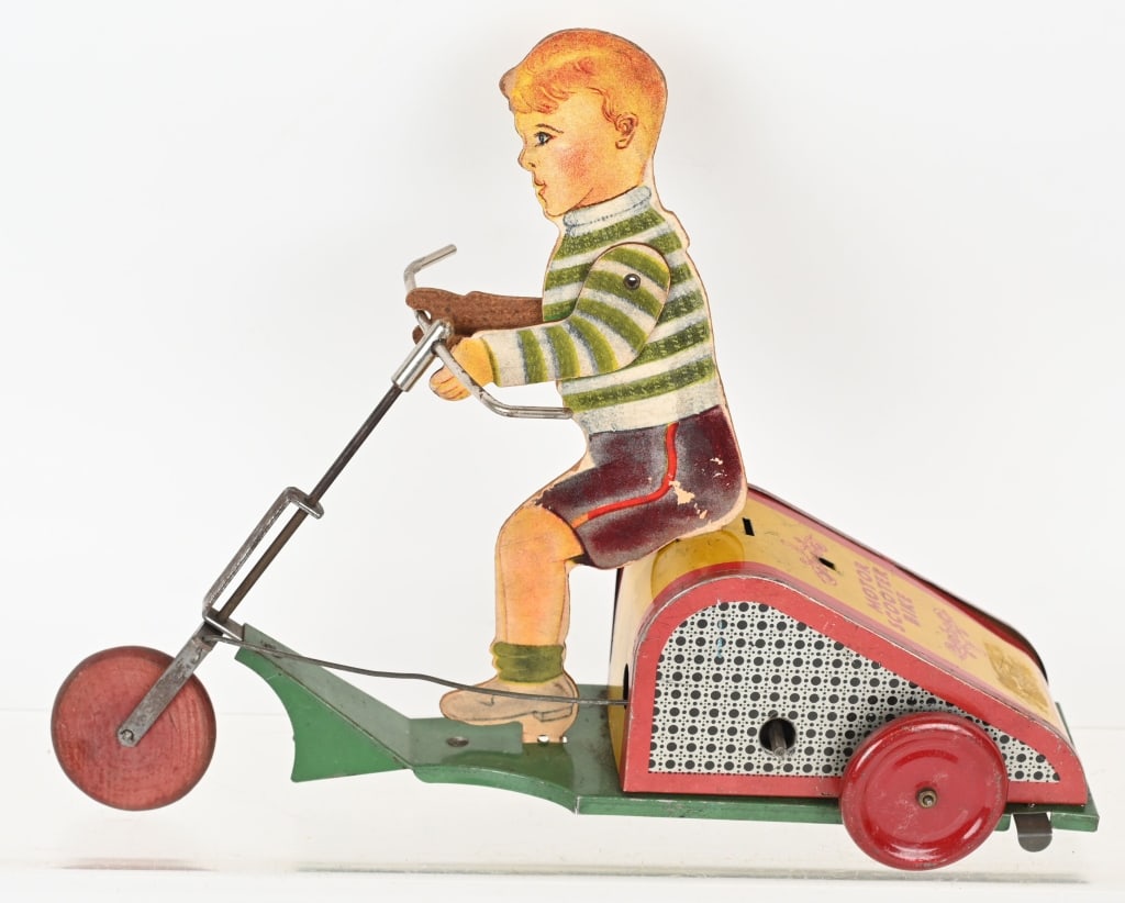TIN WINDUP MOTOR SCOOTER BIKE (1 of 4)