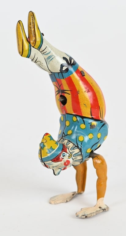 GERMAN TIN WINDUP HAND STAND CLOWN (1 of 5)