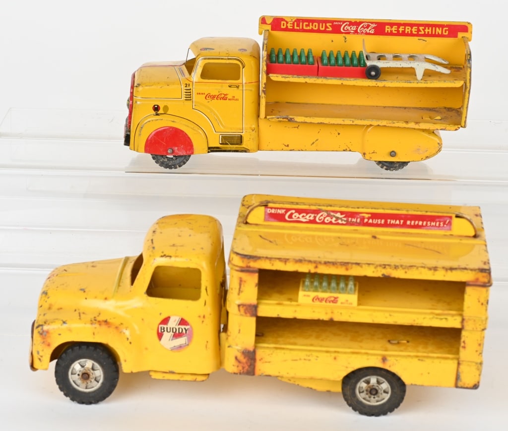 MARX & BUDDY L PRESSED STEEL COCA COLA TRUCKS (1 of 6)
