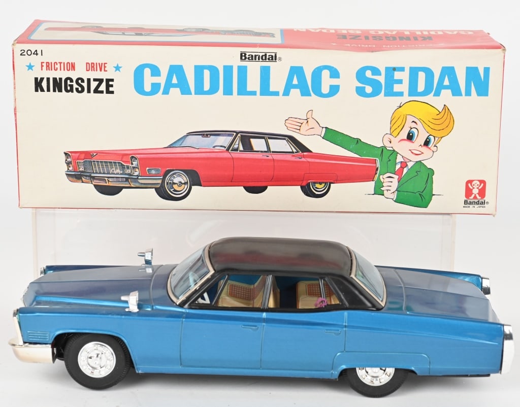 JAPAN FRICTION KING SIZE CADILLAC w/ BOX: Never played with condition. Boxed 13 1/2" Excellent
