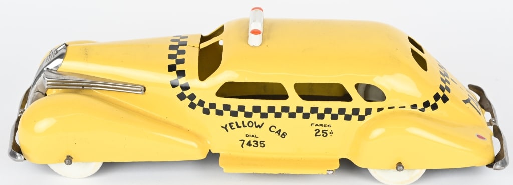 WYANDOTTE PRESSED STEEL LaSALLE YELLOW CAB: Wyandotte custom LaSalle Yellow Taxi Cab. 15" Excellent