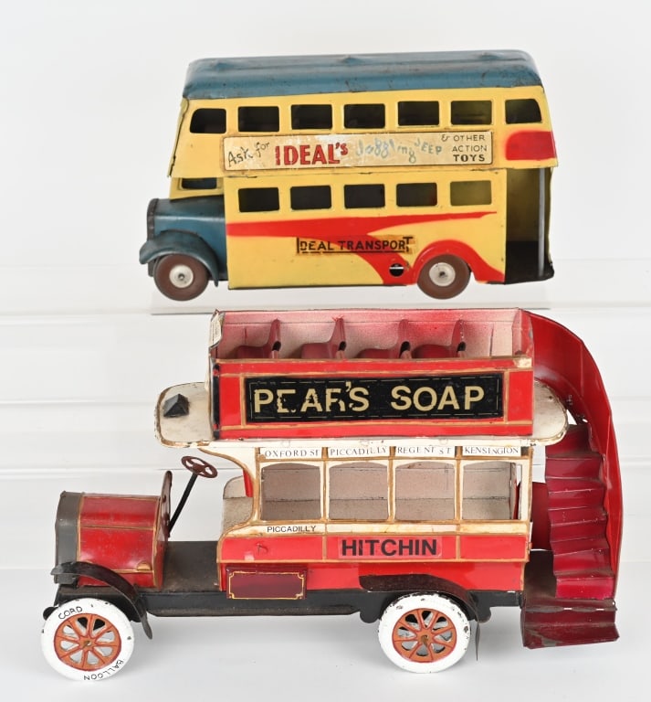 2- TIN DOUBLE DECK TOY BUSES (1 of 7)