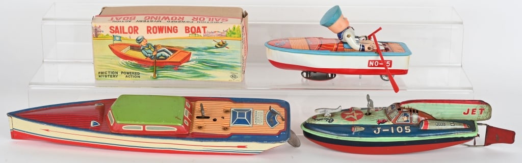 3- WINDUP TIN BOATS, 2 BOXED (1 of 9)