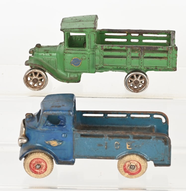 2- ARCADE CAST IRON TRUCKS, MODEL T & ICE TRUCK (1 of 5)
