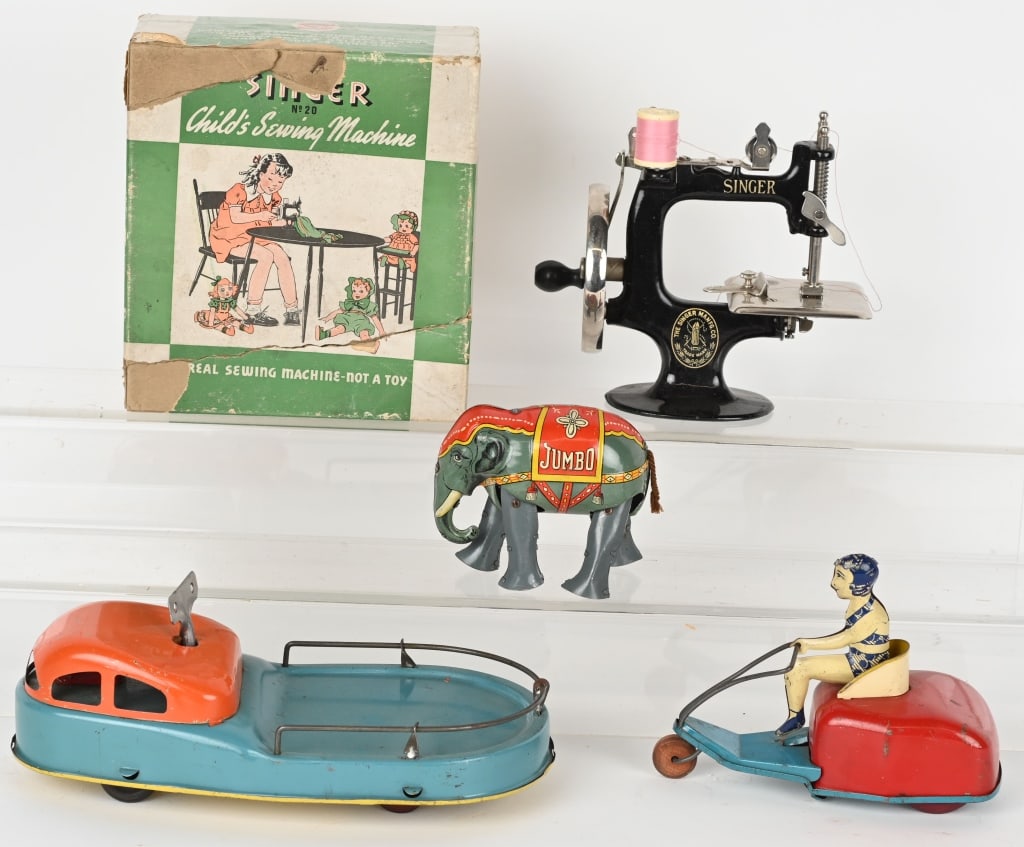 3- TIN WINDUP TOYS & SINGER SEWING MACHINE (1 of 3)