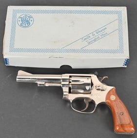 BOXED SMITH & WESSON 34-1 NICKEL REVOLVER 22LR