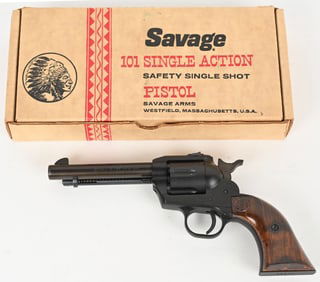BOXED SAVAGE 101 SINGLE ACTION REVOLVER 22 LR.