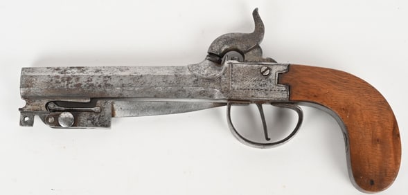 BELGIAN PERCUSSION PISTOL w/ FOLDING KNIFE