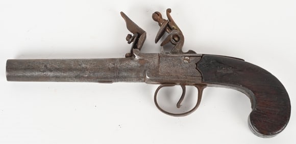 BRITISH FLINTLOCK BOX LOCK SCREW BARREL PISTOL