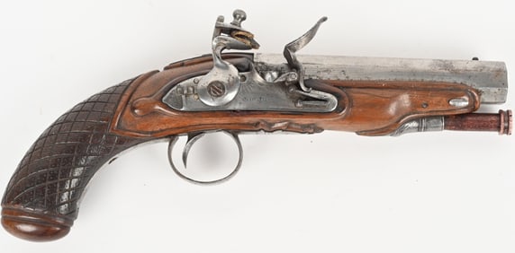 FLINTLOCK PISTOL LOCK SAFETY & CARVED STOCK