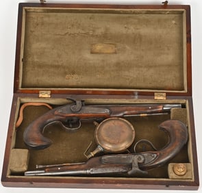 MODERN PERCUSSION PISTOL PAIR w/ CASE