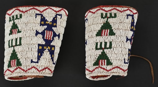 LATE 1800S NORTHERN PLAINS INDIAN BEADED ARM BANDS