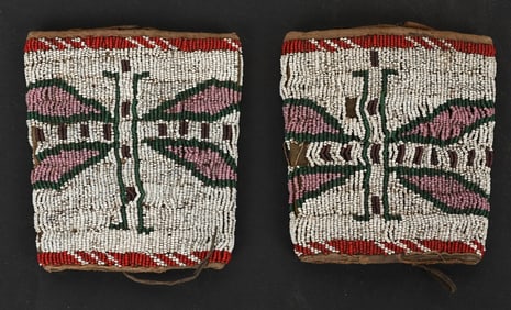 LATE 1800S NORTHERN PLAINS BEADED ARMBANDS CUFFS