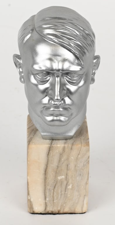 WWII NAZI GERMAN ADOLF HITLER HEROIC BUST WW2: German WWII Dictator Adolf Hitler smelter Statue Bust Measures 8” tall by 3 1/4” wide including the Marble Base and is artist signed W. Zoll. Adolf Hitler 20 April 1889 – 30 April 19