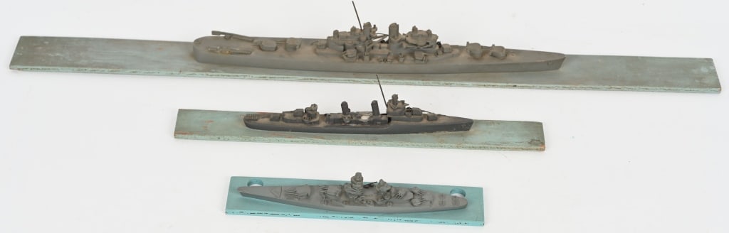 WWII US NAVY TEACHER SHIP MODELS WW2: One of the models is a teachers large scale. The Lot of the US Navy Teacher Models to include 1) USS Cleveland (CL-55) 2) USS Bristol (DD-453 3) Richelieu-class battleship are are in very good conditi