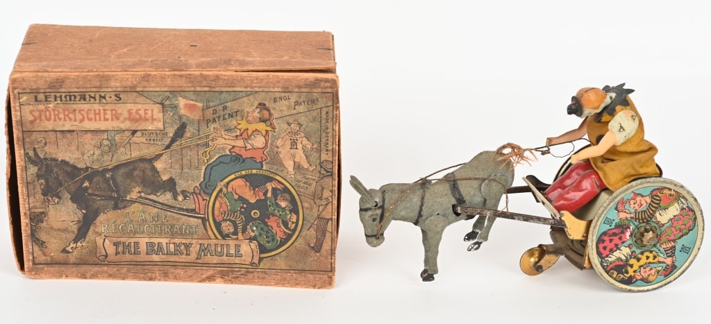 LEHMANN TIN WINDUP BALKY MULE w/ BOX: All original and complete. Windup works. Boxed 7" Excellent