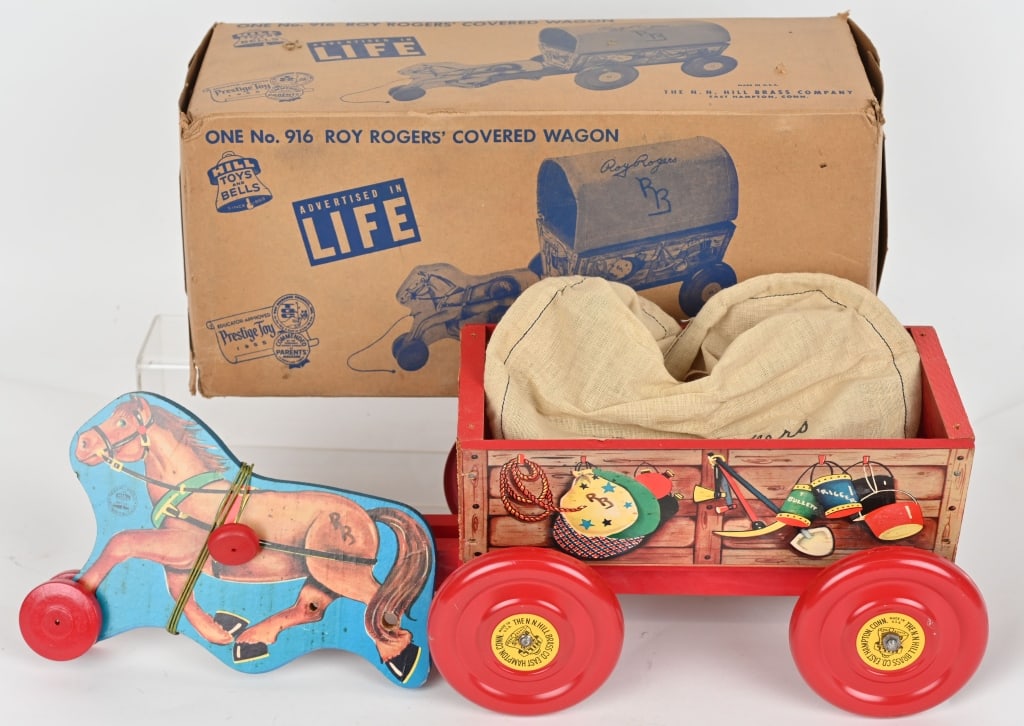 NN HILL ROY ROGERS COVERED WAGON w/ BOX: All original never played with. Nice colors and graphics. Boxed 15" Excellent