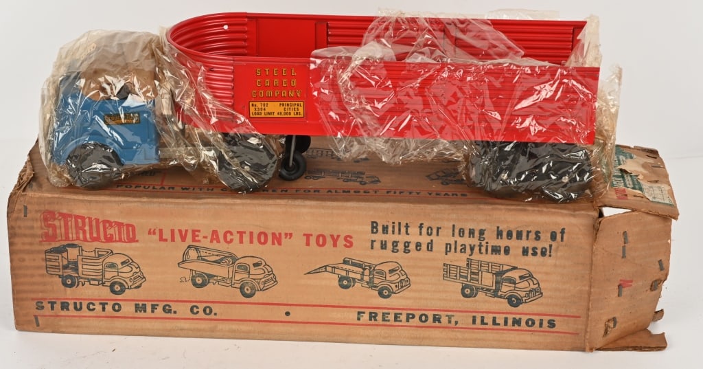 STRUCTO STEEL CARGO TRAILER TRUCK w/ BOX: All original never played with. Boxed 22" Excellent