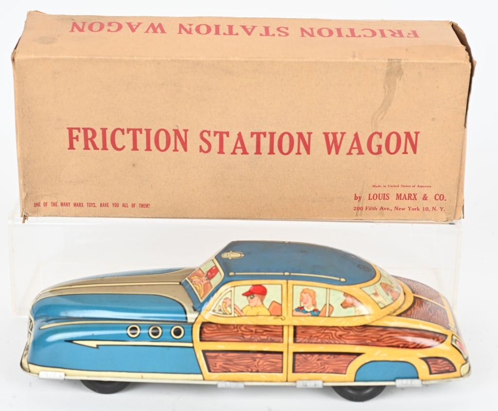 MARX FRICTION STATION WAGON w/ BOX: All original and never played with condition. friction works Boxed 11" Excellent