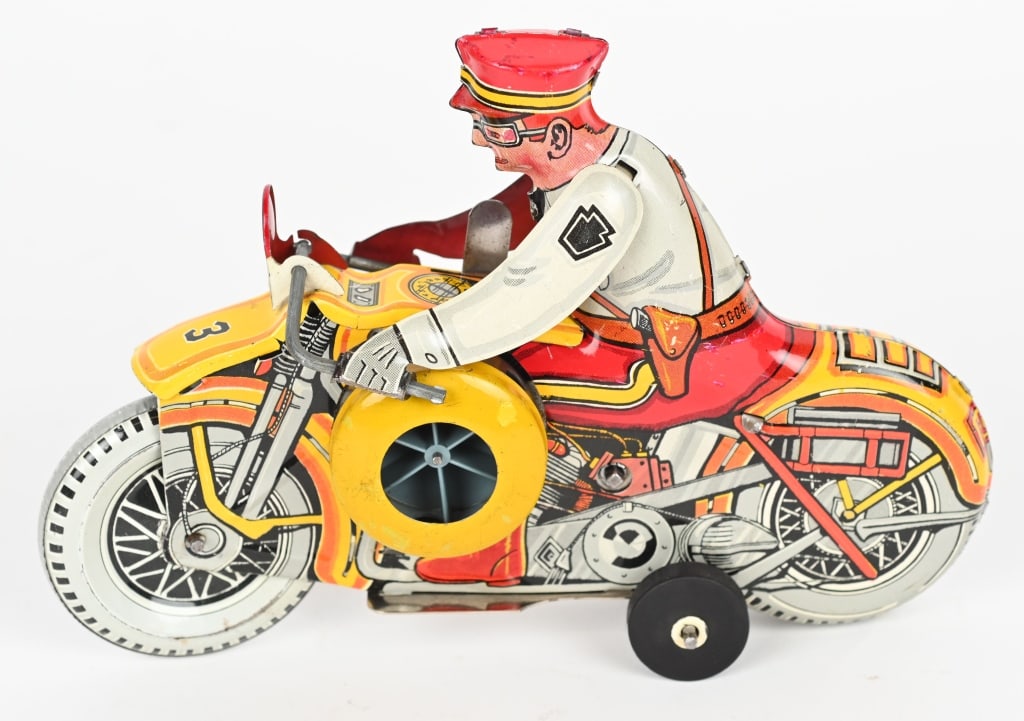 MARX TIN WINDUP ROOKIE COP MOTORCYCLE: All original in great condition. Works. 8" Excellent