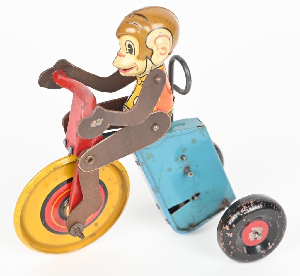 MARX TIN WINDUP MONKEY ON TRIKE: All original and works. 6" Excellent