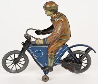 FISCHER TIN WINDUP MOTORCYCLE w/ RIDER