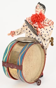 LEONARD STAUDT CLOCKWORK WALKING DRUMMING CLOWN