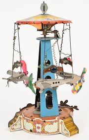 WK GERMAN TIN WINDUP AIRPLANE GO ROUND