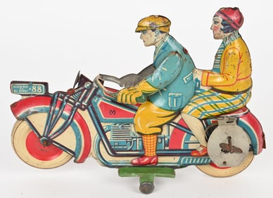 MATARAZZO TIN WINDUP MOTORCYCLE w/ 2 RIDERS