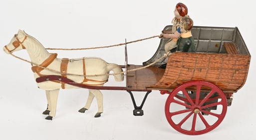 V.B. & CO WINDUP CHILDREN IN HORSE DRAWN WAGON
