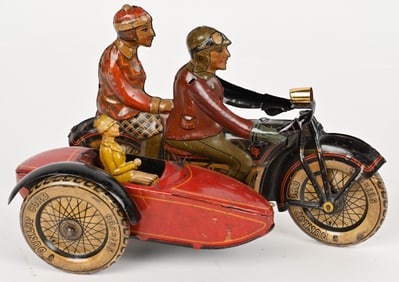 TIPP TIN WINDUP MOTORCYCLE w/ SIDECAR