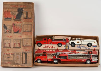 1958 TONKA #B-213 FIRE DEPT. SET w/ BOX