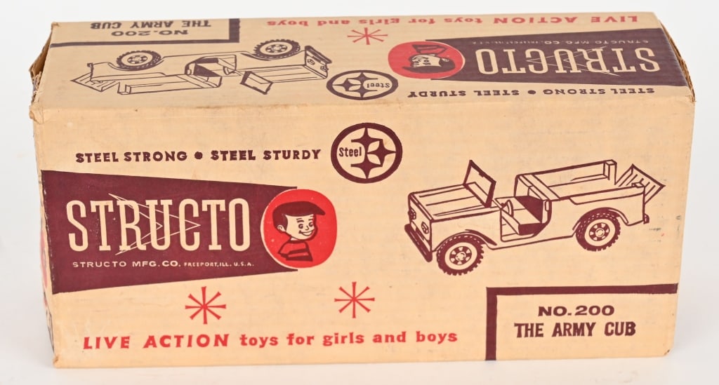 STRUCTO #200 THE ARMY CUB MIB: Structo #200 The Army Cub. New Old Stock sealed in Box. 11" Near Mint