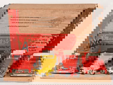 BUDDY L #0024 SIX PIECE DRAG RACING SET w/ BOX