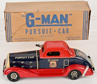 MARX TIN WINDUP G-MAN PURSUIT CAR w/ BOX