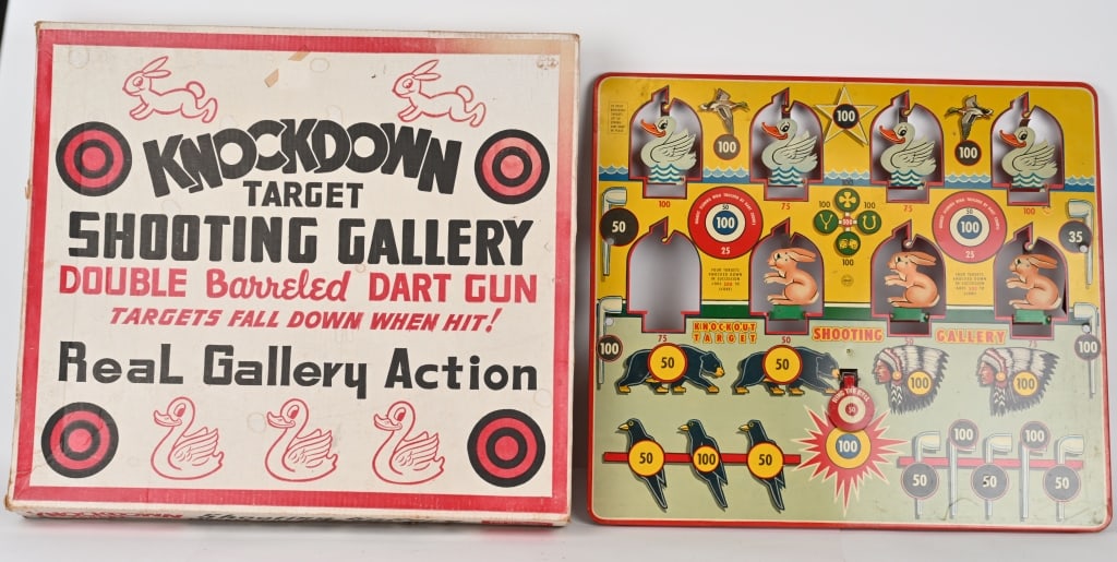 MARX KNOCKDOWN SHOOTING GALLEY w/ BOX: Marx Knockdown Shooting Galley. All original with great colors. Very large impressive toy. No gun present. Comes with Box. 30" Excellent