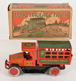 STRAUSS TIN WINDUP LONG HAULAGE TRUCK w/ BOX