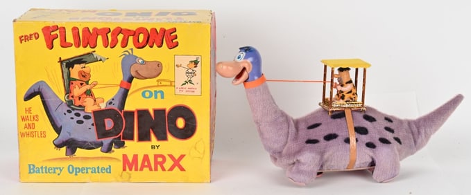 MARX BATTERY OP FRED FLINTSTONE ON DINO w/ BOX
