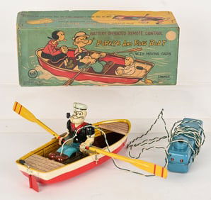 LINEMAR BATTERY OP POPEYE AND ROW BOAT w/ BOX