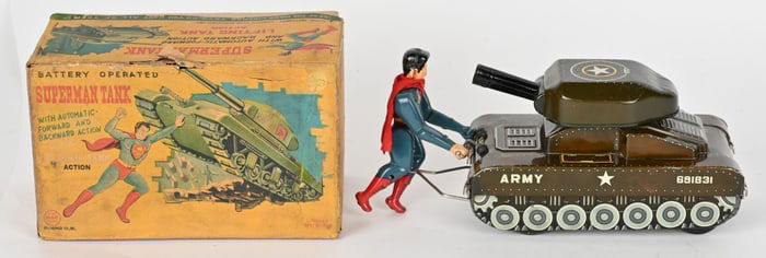 LINEMAR BATTERY OP SUPERMAN TANK w/ BOX