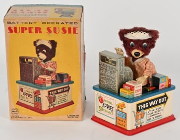 LINEMAR BATTERY OP SUPER SUSIE CASHIER BEAR w/BOX