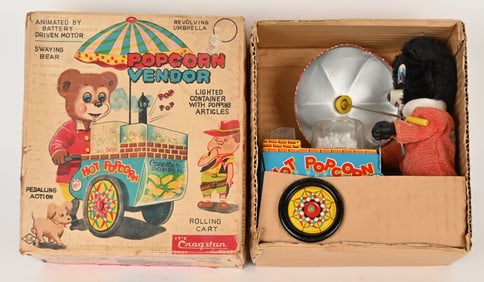 JAPAN BATTERY OP BEAR POPCORN VENDOR w/ BOX