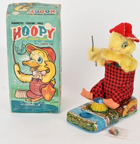 JAPAN BATTERY OP HOOPY FISHING DUCK w/ BOX