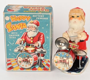 JAPAN BATTERY OP HAPPY SANTA DRUMMER w/ BOX