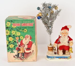 ALPS BATTERY OP ROCKING SANTA & TREE w/ BOX