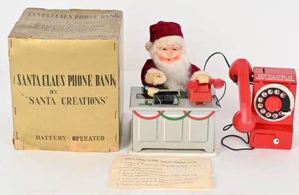 JAPAN BATTERY OP SANTA CLAUS PHONE BANK w/ BOX