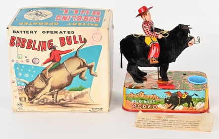 LINEMAR BATTERY OPERATED BUBBLING BULL w/ BOX